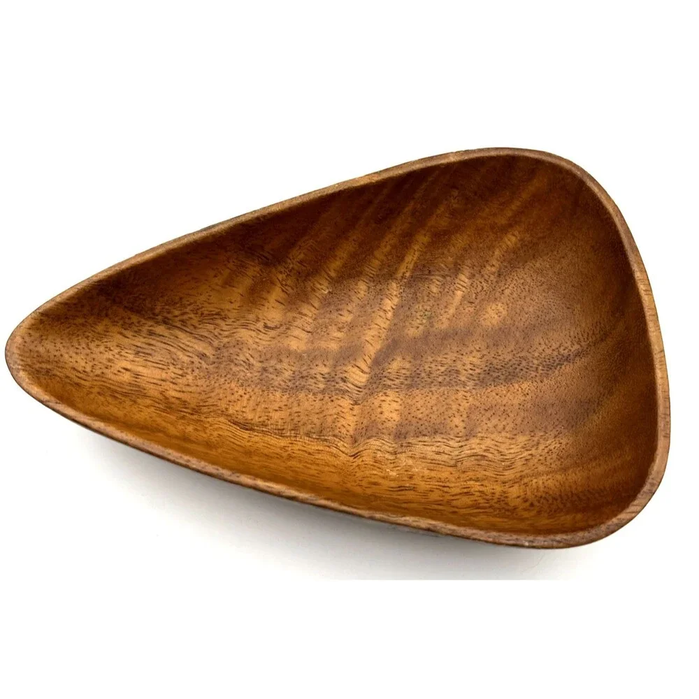 Vintage Carved Wood Bowl Teardrop Organic Modernist Minimalist Trinket Dish 6